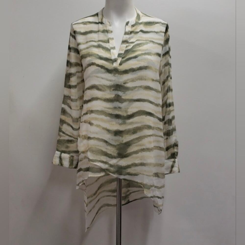 Chico's Dynamic Twist Tula Tunic Asymmetrical Overlapping Hem Women's Small